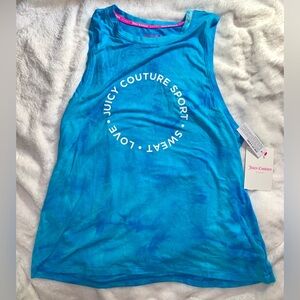 Juicy Couture Women's Performance Sport Logo Tank (M; Blissful Blue Tie Dye)